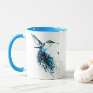 Aquarell Kolibri Feder Schwanz Tasse