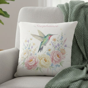 Aquarell-Kolibri-Garten Kissen