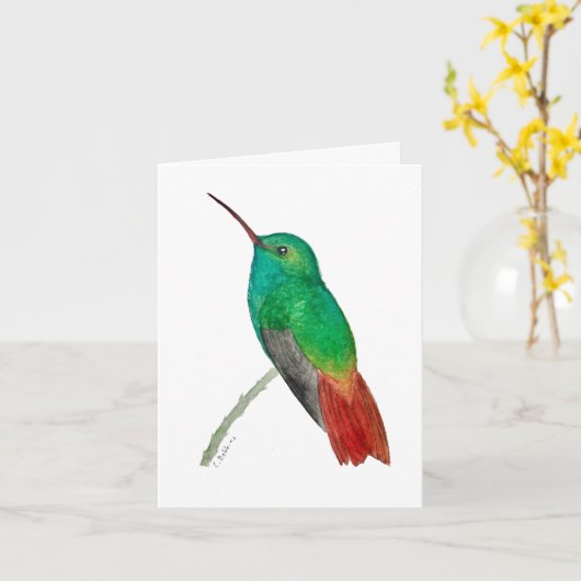Aquarell Kolibri Karte (Gelbe Blume)
