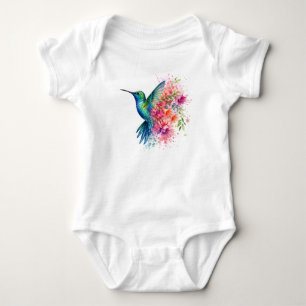 Aquarell-Kolibri Lebendiges Florales Vogeldesign Baby Strampler