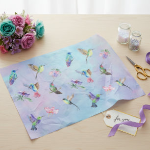 Aquarell Kolibri Vogel Blume Seidenpapier