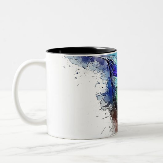 Aquarell-Kolibri Zweifarbige Tasse (Links)