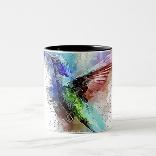 Aquarell-Kolibri Zweifarbige Tasse (Mittel)