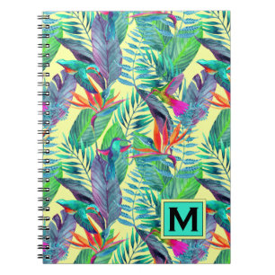 Aquarell-Kolibris addieren Ihre Initiale Notizblock