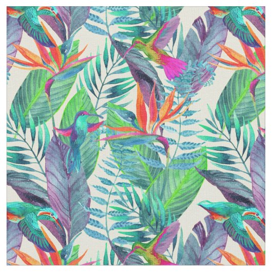 Aquarell-Kolibris Stoff (Nahaufnahme)