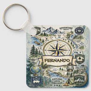 Aquarell-Kompassrose-Abenteurer-Design Schlüsselanhänger