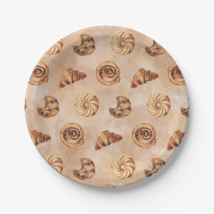 Aquarell-Konfekt-Pâtisserie-Essen-Brunch Pappteller