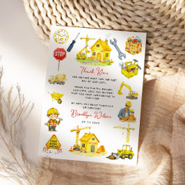 Aquarell-Konstruktion 2. Geburtstag Dankeskarte