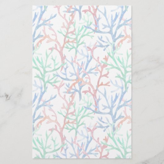 Aquarell-Korallen-Muster Briefpapier (Vorderseite)