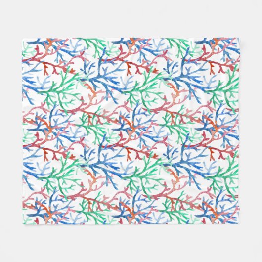 Aquarell-Korallen-Muster Fleecedecke (Vorderseite (Horizontal))