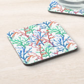 Aquarell-Korallen-Muster Getränkeuntersetzer (Linke Seite)