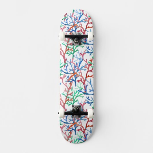 Aquarell-Korallen-Muster Skateboard (Vorderseite)