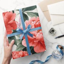 Aquarell Korallen-Pfingstrose Creme Blumenmuster
