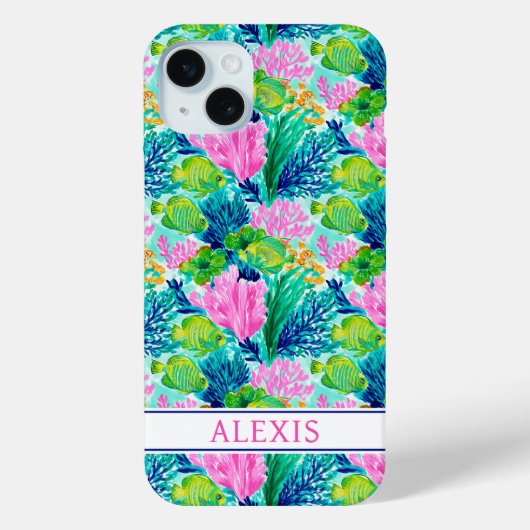 Aquarell-Korallenriff-Monogramm Case-Mate iPhone Hülle (Rückseite)