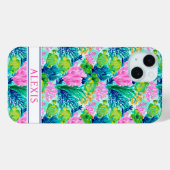 Aquarell-Korallenriff-Monogramm Case-Mate iPhone Hülle (Rückseite (Horizontal))
