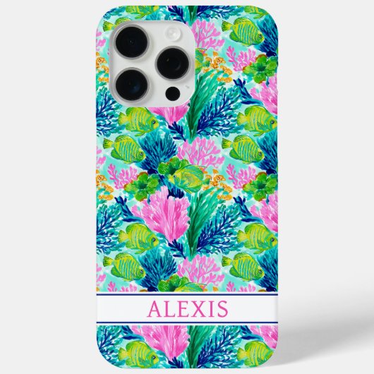 Aquarell-Korallenriff-Monogramm Case-Mate iPhone Hülle (Rückseite)