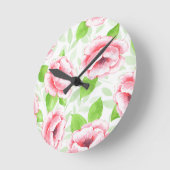 Aquarell Korallenrose - Romantische Blumen Runde Wanduhr (Winkel)