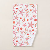 Aquarell-korallenrotes Meer-Geschöpf-nahtloses Badhandtuch Set (Handtuch)