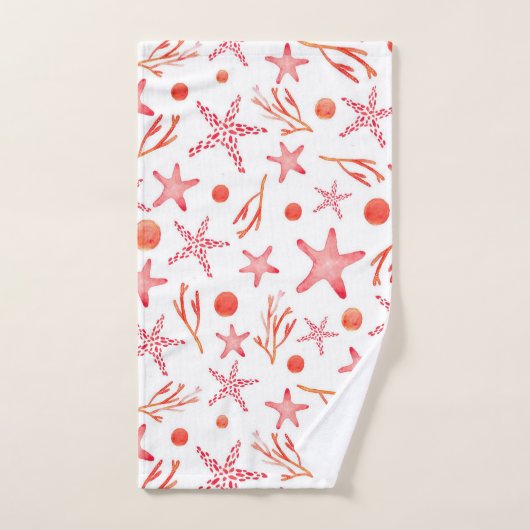 Aquarell-korallenrotes Meer-Geschöpf-nahtloses Badhandtuch Set (Handtuch)