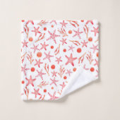 Aquarell-korallenrotes Meer-Geschöpf-nahtloses Badhandtuch Set (Waschlappen)