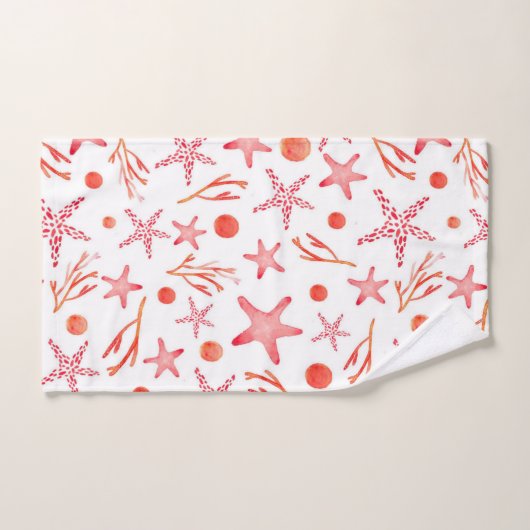 Aquarell-korallenrotes Meer-Geschöpf-nahtloses Badhandtuch Set (Handtuch)