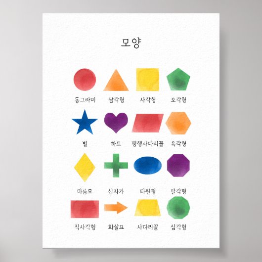 Aquarell Koreanischer Hangul formt Poster (Vorne)