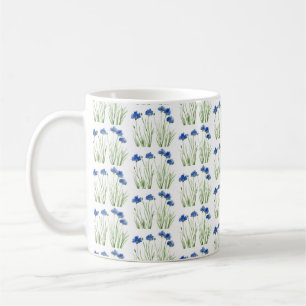 Aquarell Kornblumen Wildblumen Blau Floral Kaffeetasse