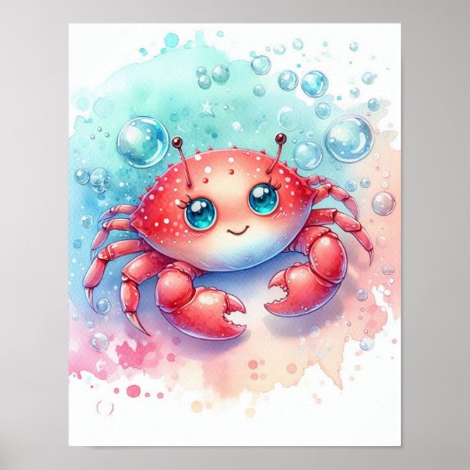 Aquarell-Krabbe Poster (Vorne)