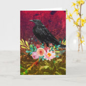 Aquarell-Krähen-Gruß-Karte Karte (Gelbe Blume)