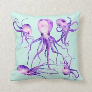 Aquarell-Kraken-Wurfs-Kissen Kissen