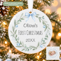 Aquarell-Kranz Baby-Christmas-Schmuck zum 1. Weihn