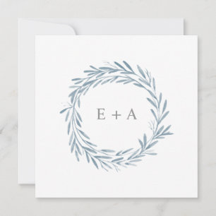 Aquarell-Kranz-Monogramm-Quadrat Save-the-Date-Kar Einladung