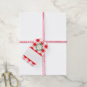 Aquarell-Kranz MONOGRAMM rotes Karo leer Geschenkanhänger (Mit Garn)