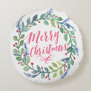 Aquarell-Kranz-Sammlung Rundes Kissen