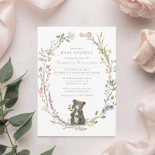 Aquarell-Kranz Wald Bär Baby-Party Einladung