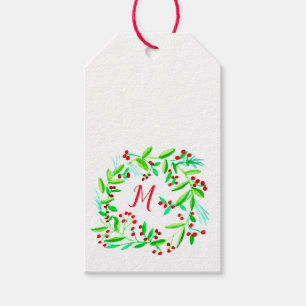 Aquarell-Kranz-Weihnachten Geschenkanhänger