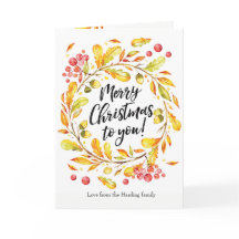 Aquarell-Kranz Weihnachtskarte der frohen