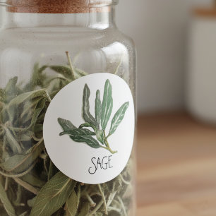 Aquarell Kraut Salbei Runder Aufkleber