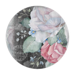 Aquarell-Kreidetafel-Rosen Schneidebrett
