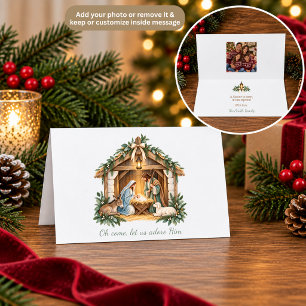 Aquarell-Krippenszene religiöse Weihnachtskarte Dankeskarte