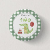 Aquarell Krokodil 2. Geburtstag Button (Vorderseite)
