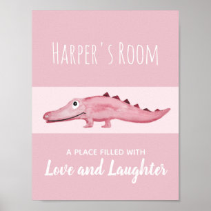 Aquarell-Krokodil-Dschungel-Nursery-Kunst für Baby Poster