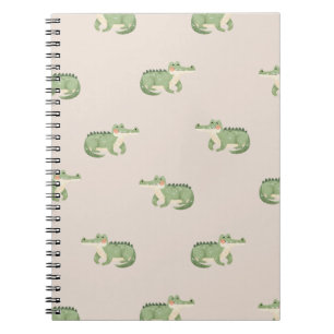 Aquarell-Krokodile auf Beige Notizblock
