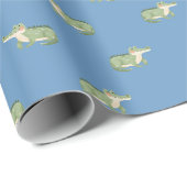 Aquarell Krokodile auf Blau Geschenkpapier (Rolleneckpunkt)