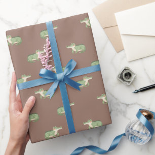 Aquarell-Krokodile auf Braun Geschenkpapier