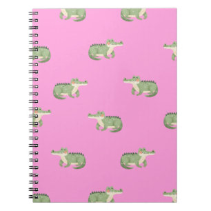 Aquarell-Krokodile auf Rosa Notizblock