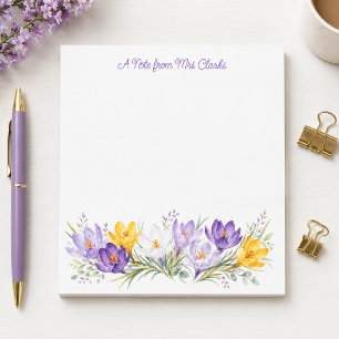 Aquarell-Krokus-Blumen-Personalisiert Post-it Klebezettel