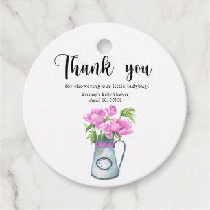 Aquarell-Krug mit Blumen - danke Baby Shower Geschenkanhänger