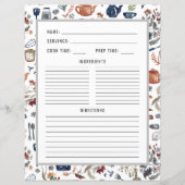 Aquarell Küchenutensilien | Recipe Binder Page (Rückseite)