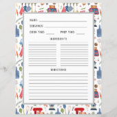 Aquarell Küchenutensilien | Recipe Binder Page (Rückseite)